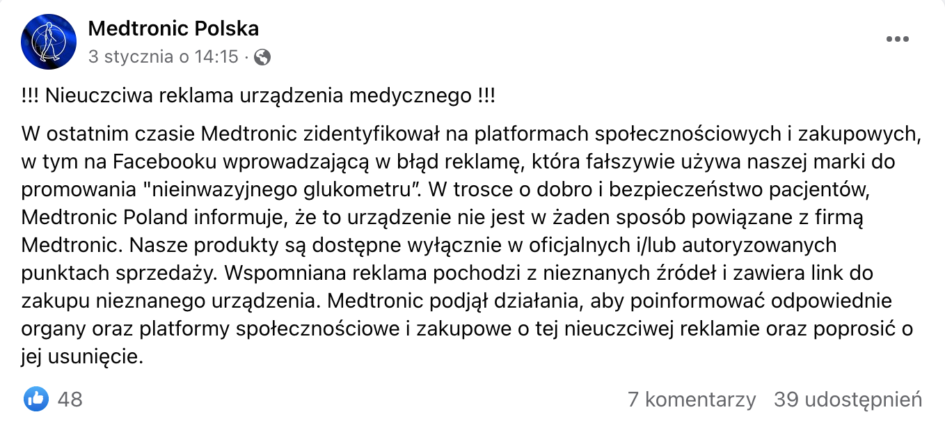 Pierwszy przenośny nieinwazyjny glukometr firmy Medtronic? TO OSZUSTWO!